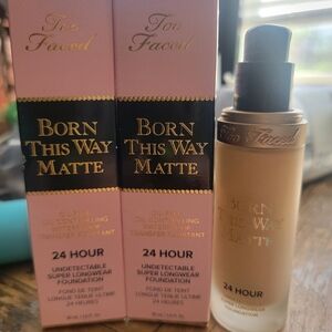 3 Too Faced Born This Way Matte 24 Hour Foundations - Natural Beige And Samples